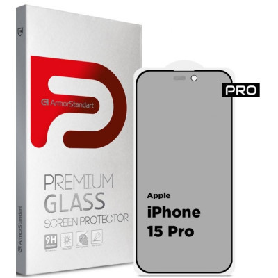 Скло захисне Armorstandart Pro Anti-spy Matte Apple iPhone 15 Pro Black (ARM73170) Вінниця - фото 1