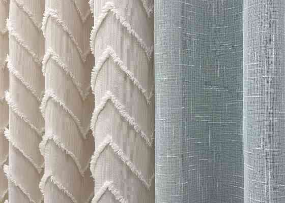 Комплект штор VR-Textil Лен Букле 100х270 2шт и Тюль 400х270 1806ш-115т Айвори с белым 71-042/2 Киев