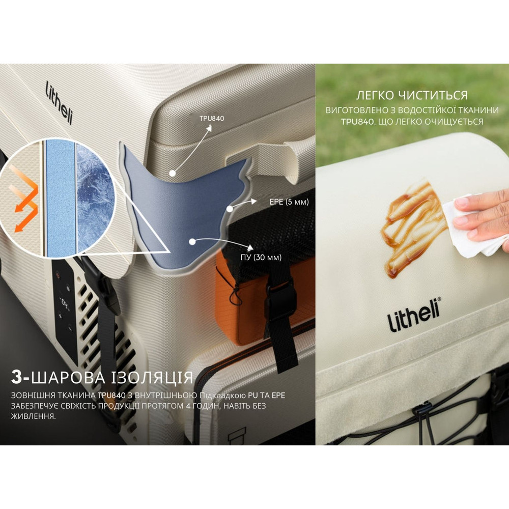 Акумуляторний холодильник-рюкзак Litheli 16л, живлення від павербанку (УМБ Litheli Power Bank 20000 mAh, 45 W в комплекті) Київ - фото 19