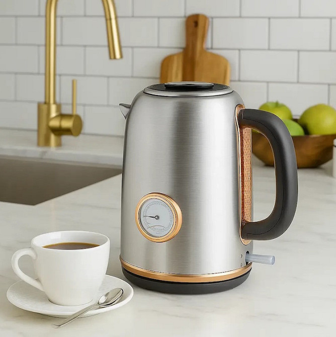 Електрочайник Domotec MS-7849 1.7 л, 2200 Вт, нержавіюча сталь, термометр, авто відключення, стильний дизайн Одеса - фото 5