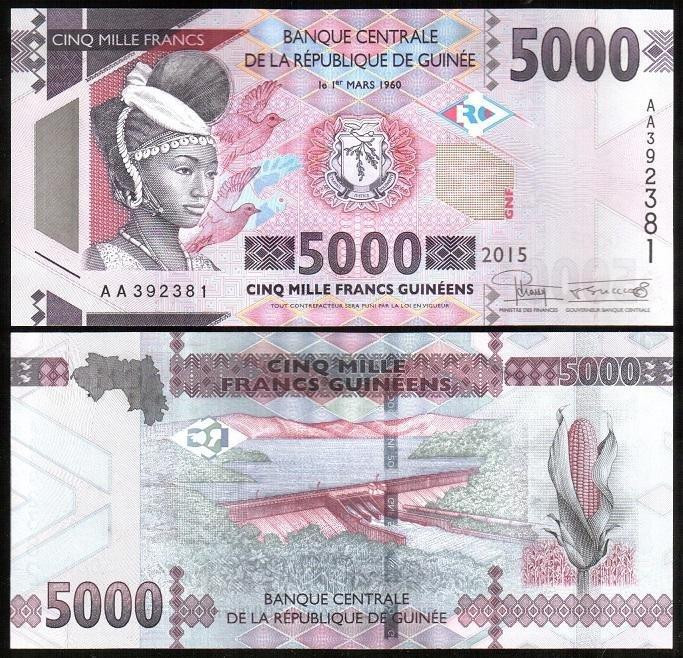 Гвинея / Guinea 5000 Francs 2015 UNC Полтава - изображение 1