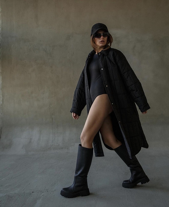 Жіночі черевики RONE чорні натуральна шкіра зима висота 43 см обхват 38-40 см (BEST/1) (4928) Коломия - фото 2