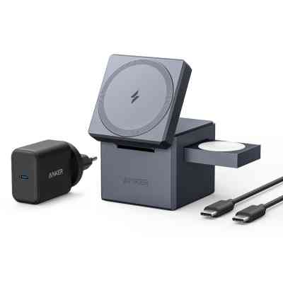 Зарядний пристрій Anker MagGo Wireless Charging Station 15W 3-in-1 Cube Black (Y1811G11) Вінниця