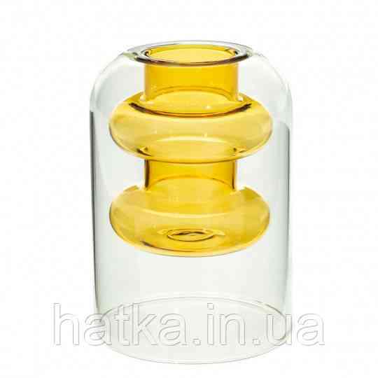 Ваза скляна фігурна 12*8 см "Сонячне тепло" жовте скло 8605-022 Київ