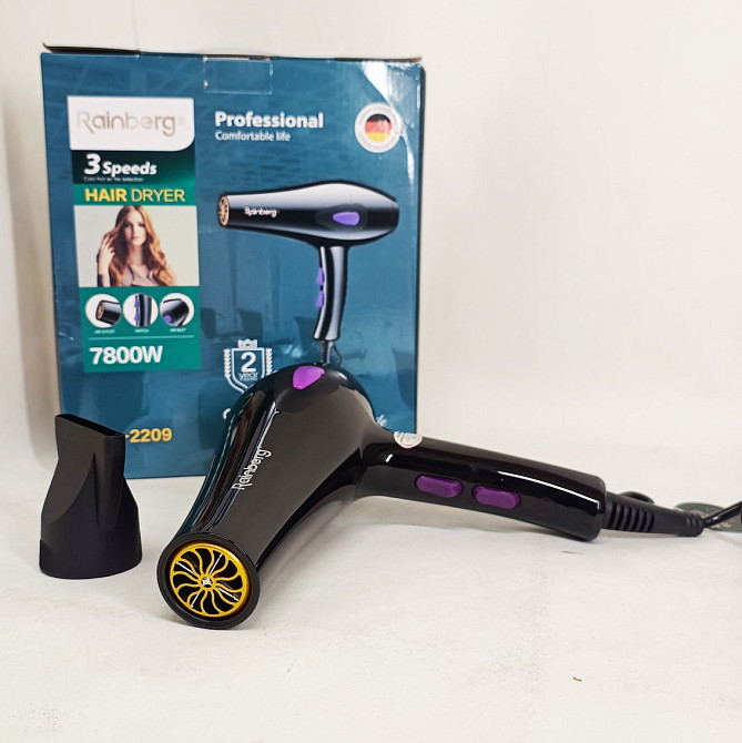 Женский профессиональный фен для укладки волос Rainberg, Мощный фен для быстрой сушки NB-55 Львов - изображение 7