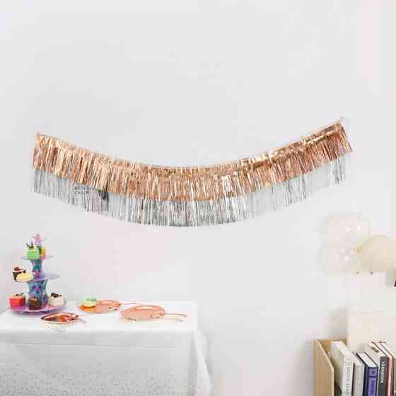 Гирлянда из дождика для фотозоны 180 на 35 см шампань-серебристый Киев