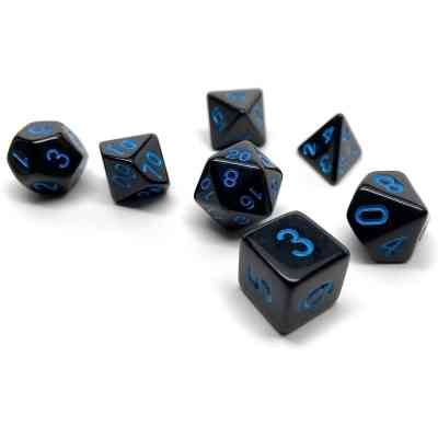 Набор кубиков для настольных игр Games 7 Days Opaque 7 Dice Set - Black (w-blue) (g7dopaq12) Винница