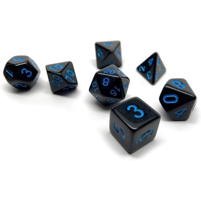 Набор кубиков для настольных игр Games 7 Days Opaque 7 Dice Set - Black (w-blue) (g7dopaq12) Винница - изображение 3