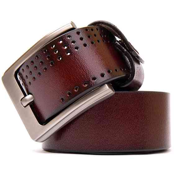 Ремень с дырками мужской Vintage 20381 Коричневый Киев