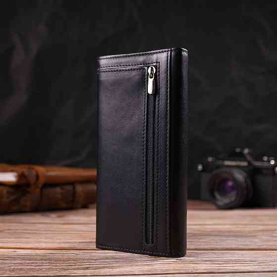 Шикарный женский кошелек с удобным функционалом кожаный Черный (CANPELLINI) Киев