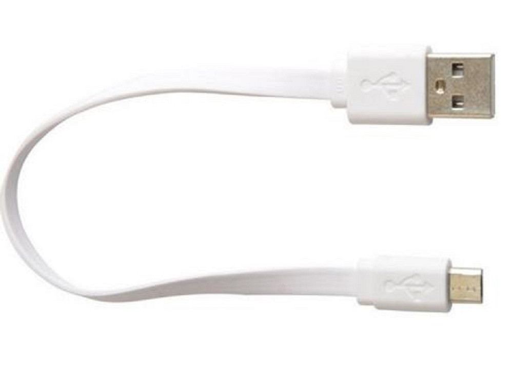 Кабель USB-microUSB для заряджання телефону планшету плаский 20 см білий Київ - фото 2