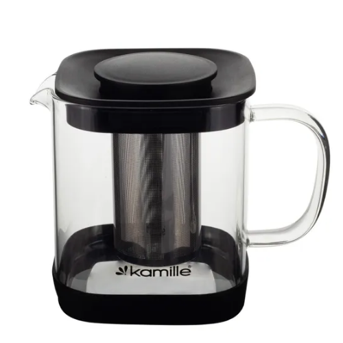Заварник 1000мл зі з'ємним ситечком скло/нержавіюча сталь 0777M KAMILLE Житомир - фото 3