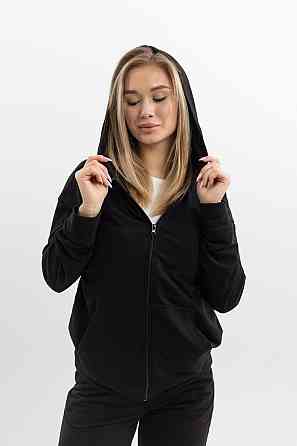 Модный удобный костюм унисекс из хлопка с капюшоном демисезонный чёрный для дома и прогулок Львов