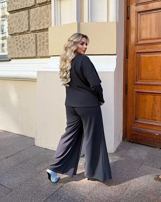 Женский батальный костюм двойка креп дайвинг Графит, 60/62 Одесса - изображение 4