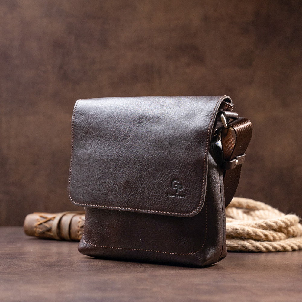 Сумка мессенджер в гладкой коже GRANDE PELLE 11334 Шоколадная Киев - изображение 7