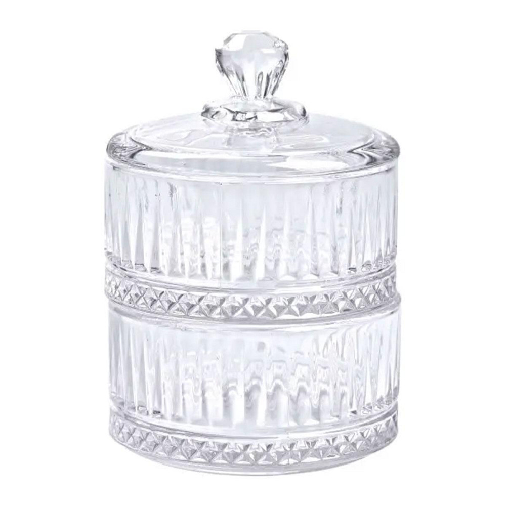 Двоярусна кругла скляна конфетниця Ø 10 см Київ - фото 2