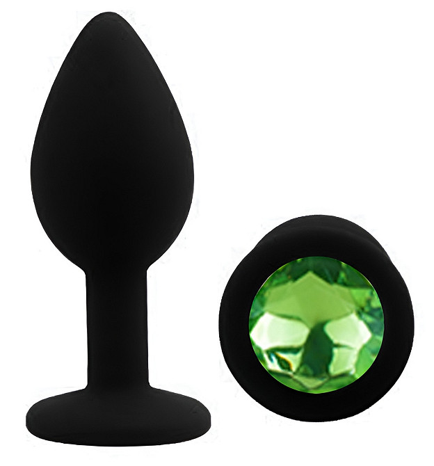 Силіконова анальна пробка EGZO - Silicone Black Round Plug Green, size S Sex Aura Київ - фото 2