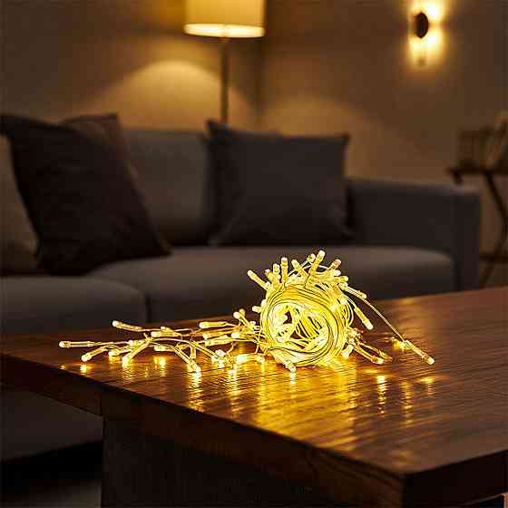 Garlando Новорічна гірлянда штора 1,5х1,5 м 64 LED кімнатна гірлянда білий провід Жовте світло Коломия