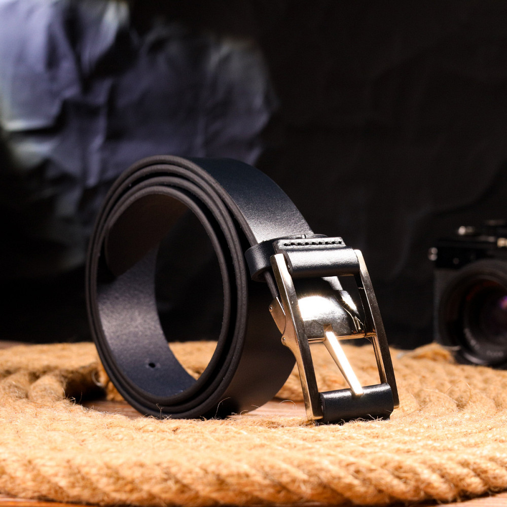 Элегантный мужской ремень под брюки из натуральной кожи Grande Pelle 21452 Синий Киев - изображение 8