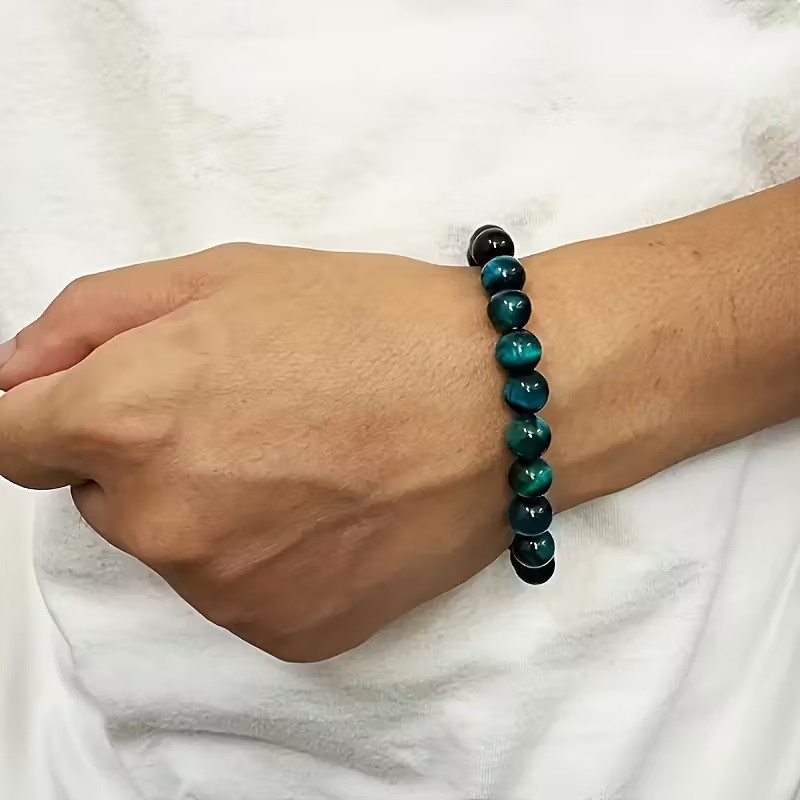 Браслет из темно-синего тигрового глаза 8 мм – натуральный камень удачи. Киев - изображение 5