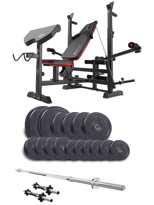 Набір Elitum Titan 68кг з лавою HS-1075 Pro, штангою та гантелями Киев - изображение 1