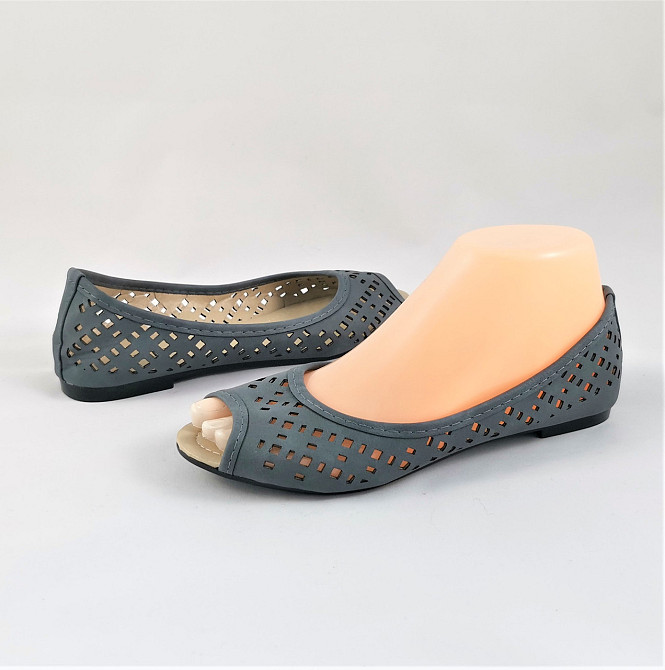 .Жінні Літні Балетки з відкритим Носиком Сірі Мокасини Туфлі (розміри: 36,37,38,39) — 05-3 Дніпро - фото 2