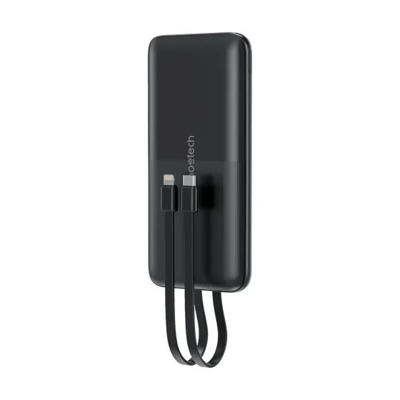 Повербанк 10000mAh Choetech B654 Black 22.5W QC3.0 PD3.0 вбудовані кабелі Type-C та Lightning (43-00147) Київ