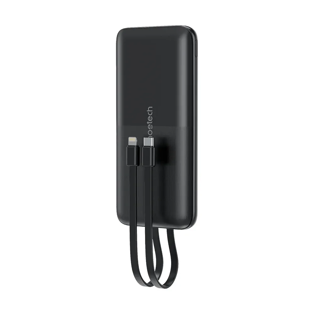 Повербанк 10000mAh Choetech B654 Black 22.5W QC3.0 PD3.0 вбудовані кабелі Type-C та Lightning (43-00147) Київ - фото 1