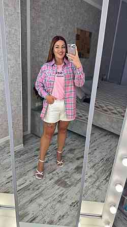 Женская оверсайз рубашка в клетку турецкая фланель Одесса