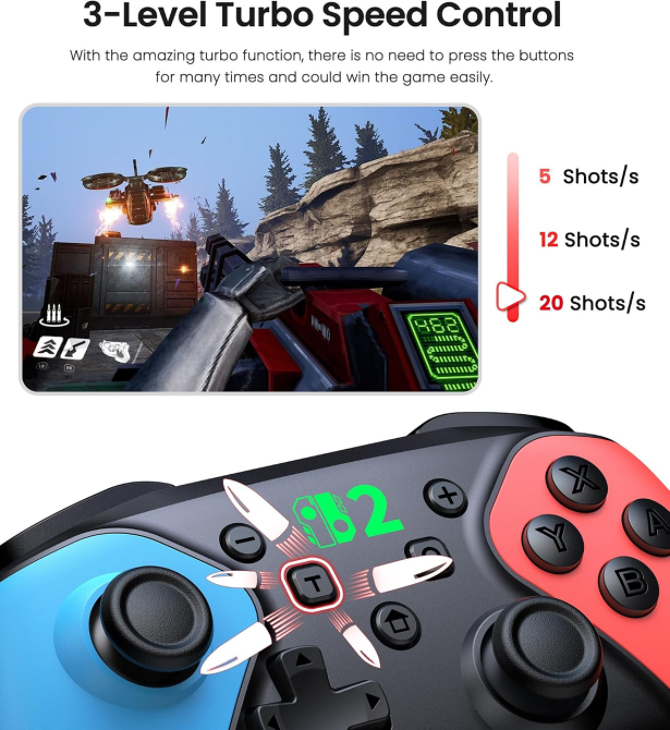 Беспроводной геймпад BEBONCOOL H109 для Switch 2/Switch/OLED/Lite/PC/iOS/Android, Turbo, макросы, вибрация Киев - изображение 6