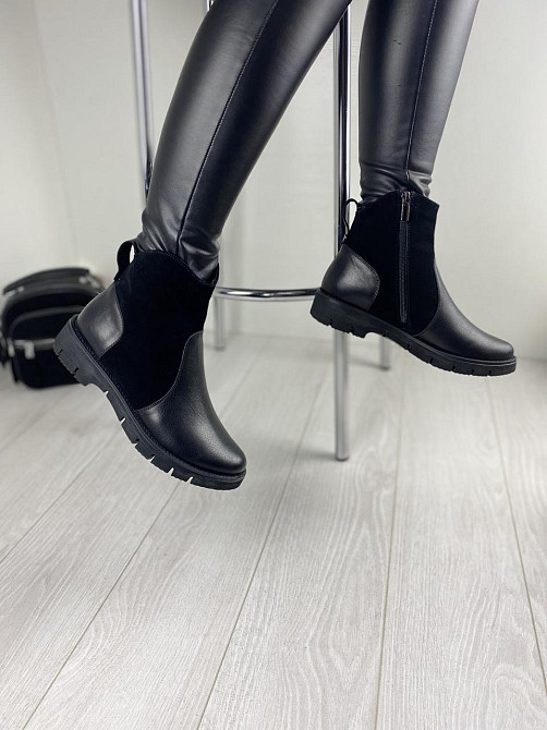 Жіночі черевики 21772 чорні шкіра+замша натуральна висота 11см (38р.39р.40р.) (1211) Коломия - фото 7