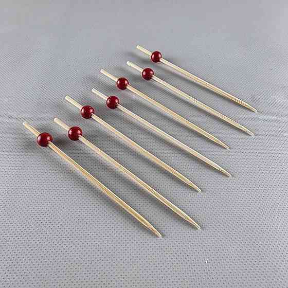 Шпажка для прикрашання страв 12 см "Перлина червона матова" 100 шт (1 пачка) Харків