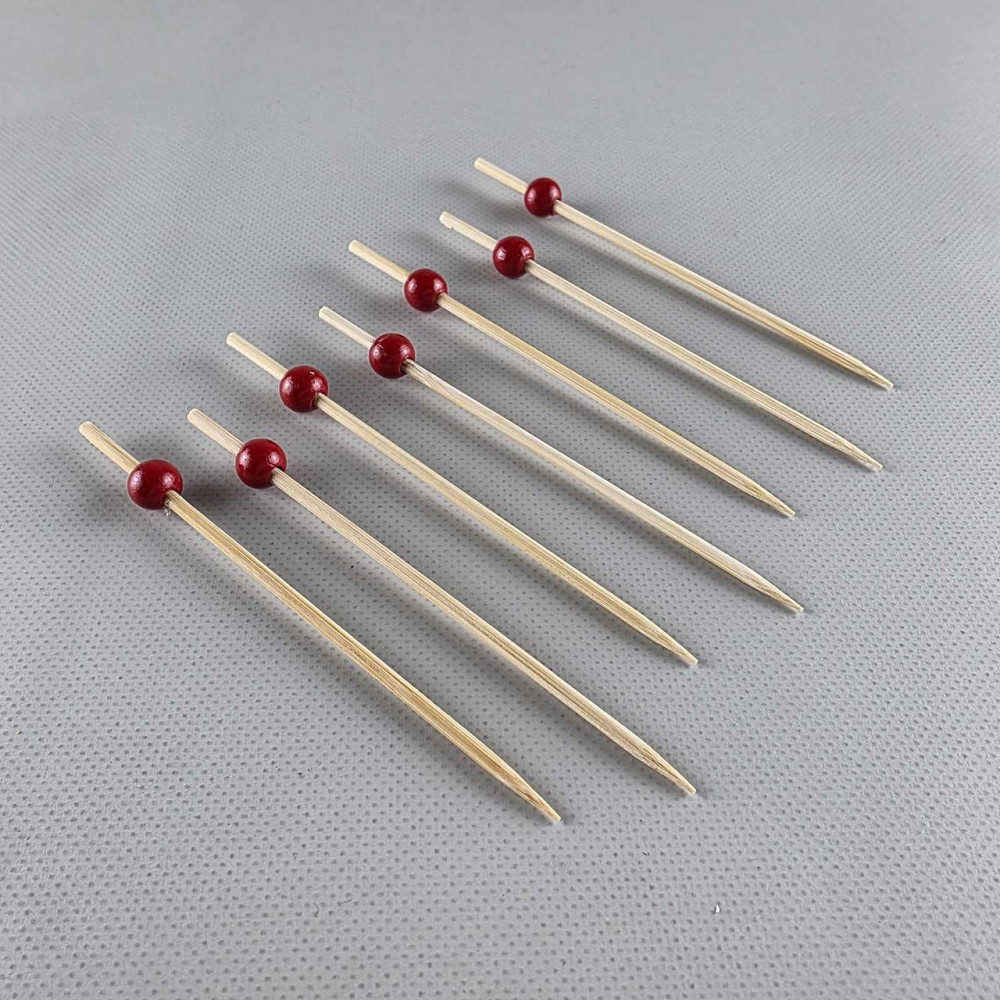 Шпажка для прикрашання страв 12 см "Перлина червона матова" 100 шт (1 пачка) Харків - фото 1