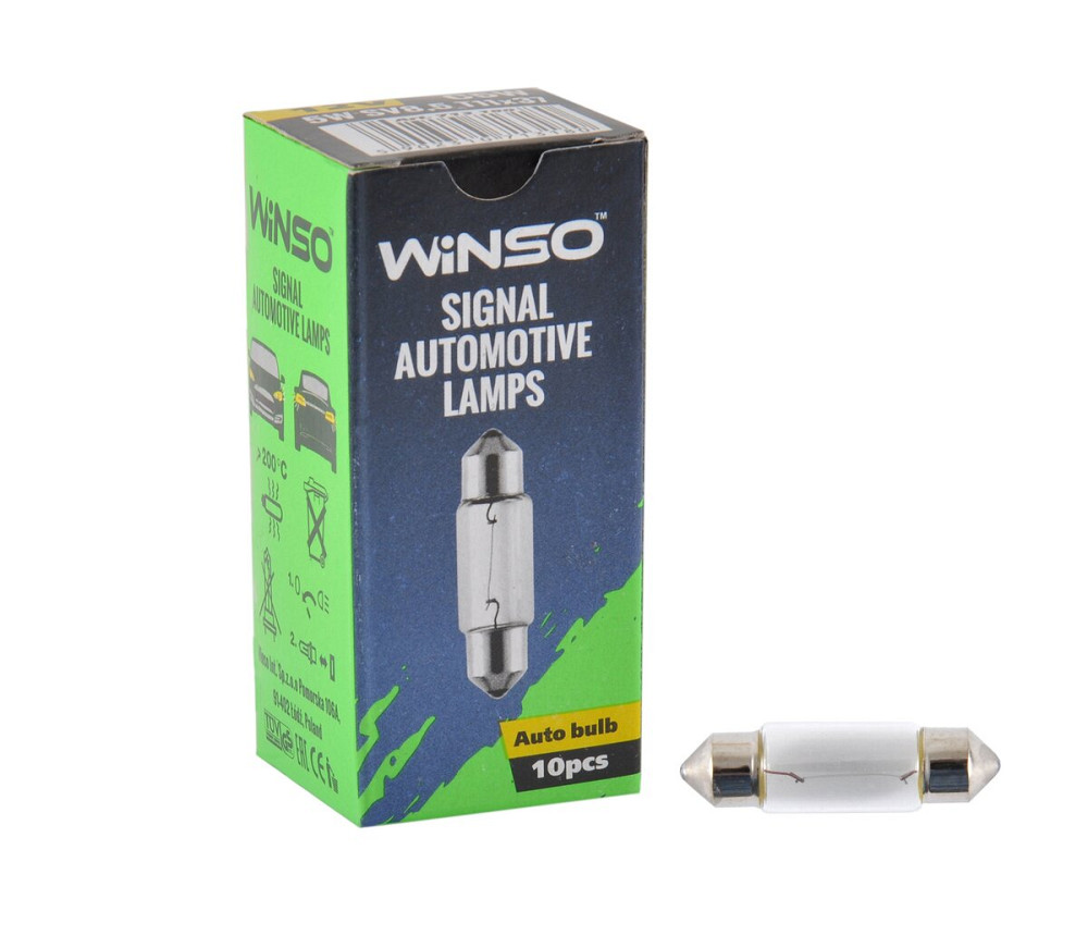 Лампа накаливания Winso 12V C5W 5W SV8.5 T11x37, 10шт Київ - фото 1