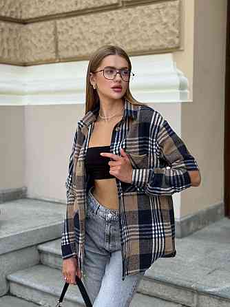 Жіноча трендова сорочка з розрізом на рукавах турецька фланель-байка. Синій, 42/44 Одеса