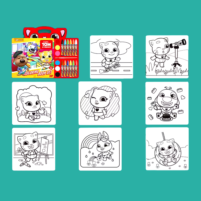 Дитяча книга-розмальовка Keybaby з олійними фарбами та крейдою для дітей від 3 років, у кольорі Pink Кам'янець-Подільський - фото 2