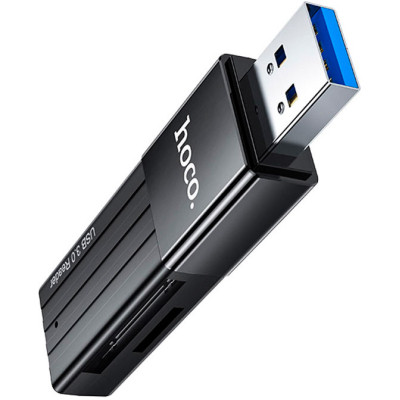 Зчитувач флеш-карт HOCO USB3.0 to microSD, microSDHC, microSDXC, SD, SDHC, SDXC, HB20 Black (6931474735218) Вінниця - фото 1