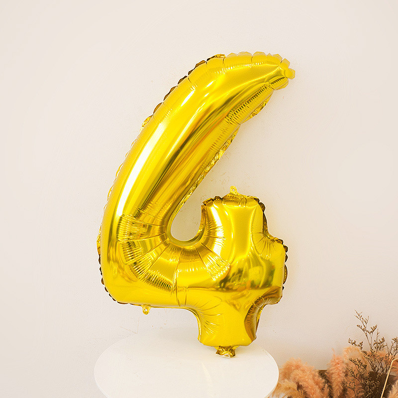 Шарик цифра 4 фольгированная 32 дюйма золотистый Киев - изображение 3
