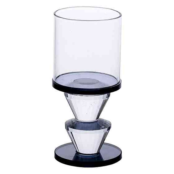 Підсвічник скляний 6×13 см на одну свічку підсвічник келих на ніжці декоративний Сірий HP-4-20M Київ