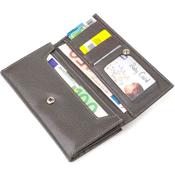 Містке жіноче портмоне з натуральної шкіри флотар CANPELLINI 21851 Сіре Київ