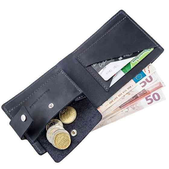 Качественное мужское портмоне в винтажном стиле Синее (GRANDE PELLE) Киев