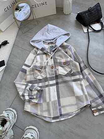 Женская теплая оверсайз рубашка с капюшоном турецкий двусторонний флис Полар Беж, 42/46 Одесса