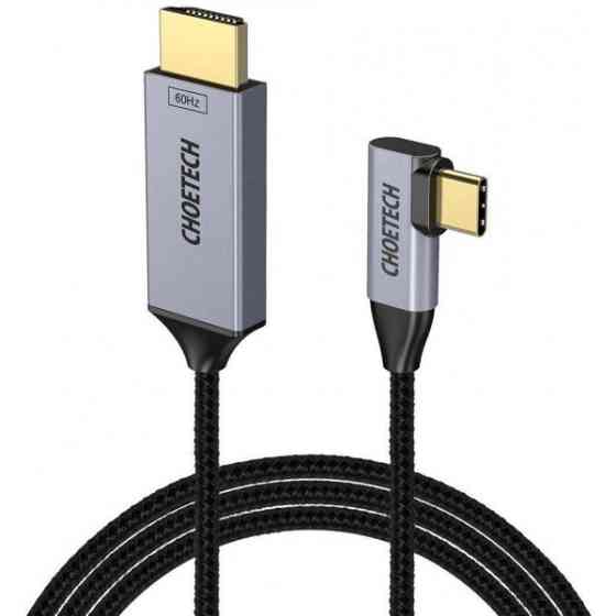 Кабель USB 3.1 Type-C M - HDMI M, 1.8m 4K@60Hz оплетення, L type Choetech (XCH-1803) Київ