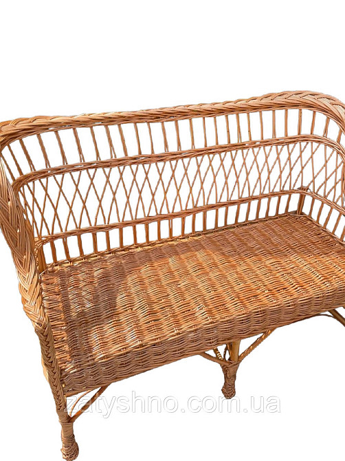 Диван плетеный из лозы с подушкой зеленой Киев - изображение 4