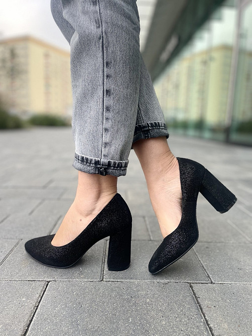 Nivelle Туфлі жіночі NIVELLE чорний/срібні натуральна замша каблук 9 см (1592/8051-8045) Коломыя - изображение 8