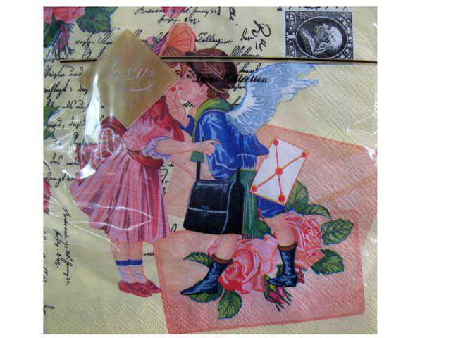 Бумажная салфетка на свадьбу (ЗЗхЗЗ, 20шт) Luxy  Письмо любви (100) (1 пачка) Харьков - изображение 1