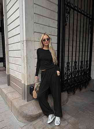 Женский стильный повседневный костюм двойка микродайвинг Черный, 44/46 Одесса