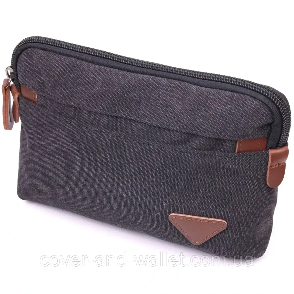 Мужская вместительная барсека клатч из качественного текстиля черного цвета Puos Киев - изображение 1