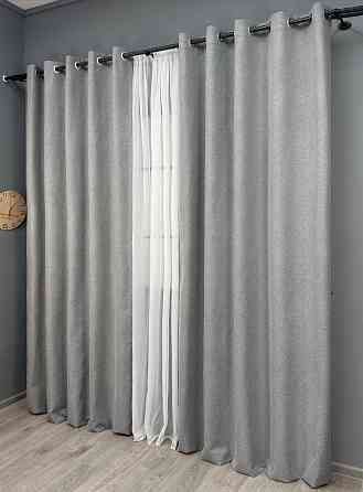 Комплект штор на люверсах VR-Textil Блэкаут двусторонний ASHEN NIGHT № 1845ш Серый 150х270 см 2 шт (37-0286) Киев