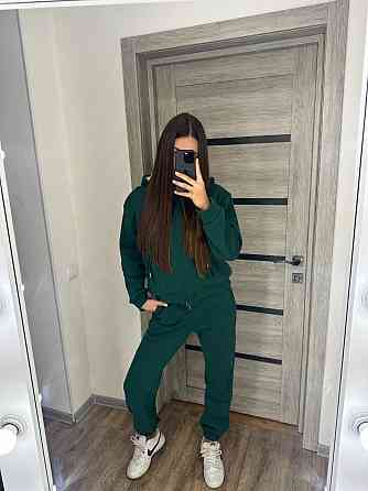 Женский утепленный костюм двойка: кофта и штаны трехнитка на флисе + мех Одесса